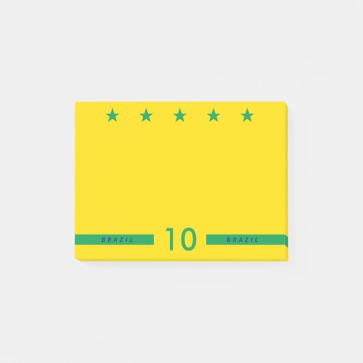 ブラジパーソナライズされたル国旗の色ワールドカップのサッカー ポストイット (正面)