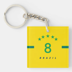 ブラジパーソナライズされたル国旗,W杯サッカーを旗色 キーホルダー