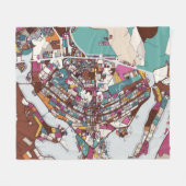 ブラジリアのカラフルな地図 フリースブランケット (正面(横))