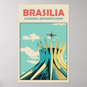 ブラジリアカテドラルメトロポリターナブラジルポストカード ポスター