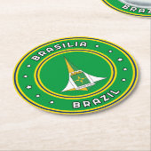 ブラジリアコートオブアームズブラジル ラウンドペーパーコースター (アングル)