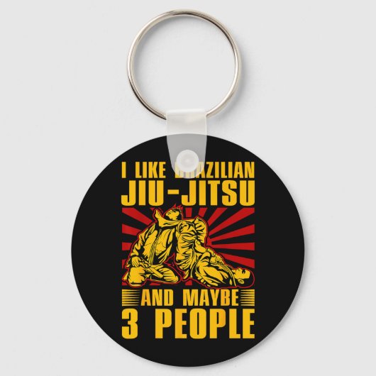 ブラジリアン柔術と3人のBJJが好き キーホルダー (正面)