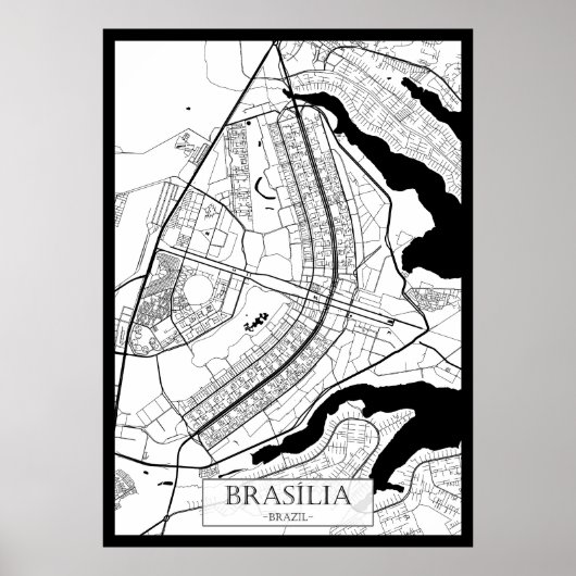 ブラジリア・ブラジル地図 ポスター (正面)