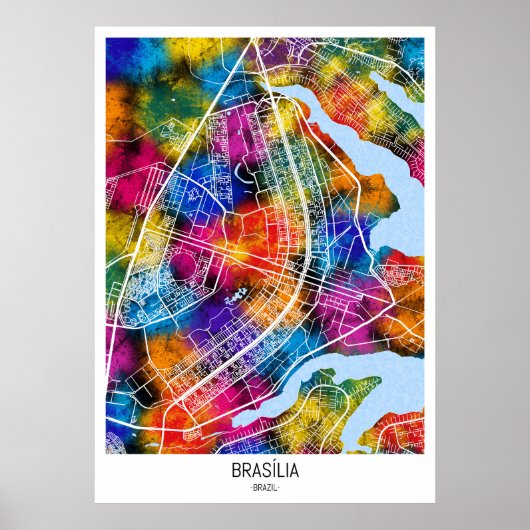 ブラジリア・ブラジル都市地図 ポスター (正面)