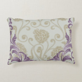 ブラジリカ |ティール（緑がかった色）ピンククアトレフォイルフローラ アクセントクッション