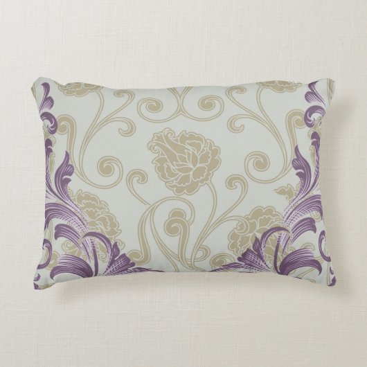 ブラジリカ |ティール（緑がかった色）ピンククアトレフォイルフローラ アクセントクッション (正面)