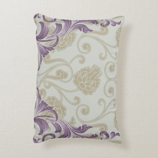 ブラジリカ |ティール(緑がかった色)ピンククアトレフォイルフローラ アクセントクッション (裏面(縦))