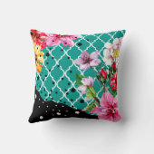 ブラジリカ |ティール(緑がかった色)ピンククアトレフォイルフローラ クッション (裏面)