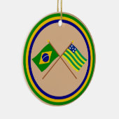 ブラジルおよびGoiásの交差させた旗 セラミックオーナメント (右)