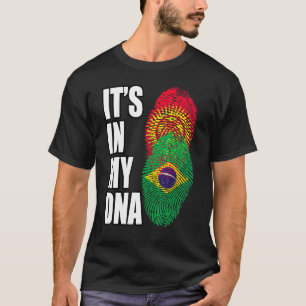 ブラジルとキルギスタンミックスDna伝統国旗 Tシャツ