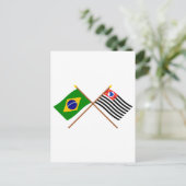 ブラジルとサンパウロの交叉旗 ポストカード (スタンド正面)