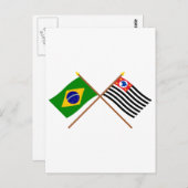 ブラジルとサンパウロの交叉旗 ポストカード (正面/裏面)