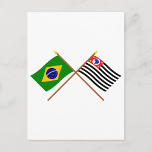 ブラジルとサンパウロの交叉旗 ポストカード