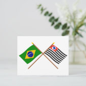 ブラジルとサンパウロの国旗が交差している ポストカード (スタンド正面)