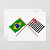 ブラジルとサンパウロの国旗が交差している ポストカード (正面/裏面)