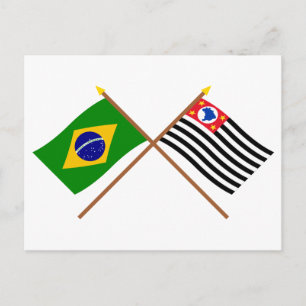 ブラジルとサンパウロの国旗が交差している ポストカード