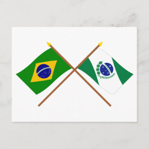 ブラジルとパラナの交差旗 ポストカード