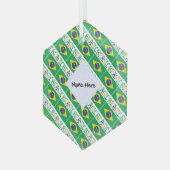 ブラジルとブラジル国旗のタイル貼りパーソナライズされた ガラスオーナメント (正面左)