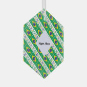 ブラジルとブラジル国旗のタイル貼りパーソナライズされた ガラスオーナメント (正面右)