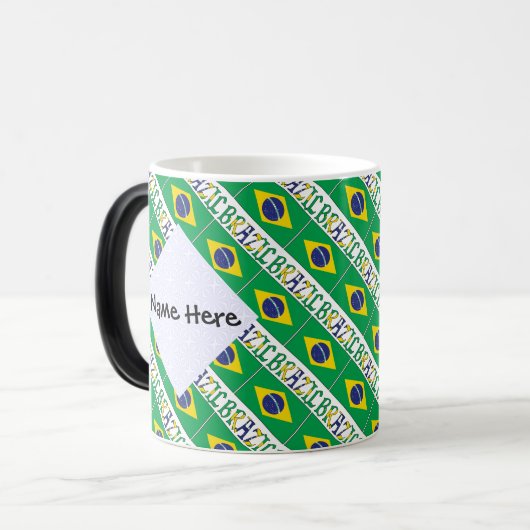 ブラジルとブラジル国旗のタイル貼りパーソナライズされた モーフィングマグカップ (正面左)