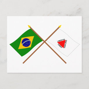 ブラジルとミナスジェライスの交差旗 ポストカード