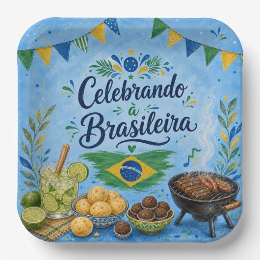ブラジルのお祝いパーティー ペーパープレート (正面)