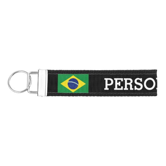 ブラジルのためのカスタムなブラジルの旗の手首のkeychain リストバンドキーホルダー (鍵左)