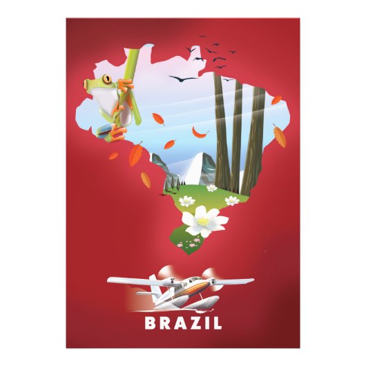 ブラジルのイラスト旅行ポスター フォトプリント            (正面)