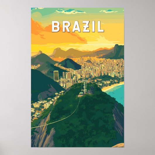 ブラジルのイラスト 旅行アート ビンテージ ポスター (正面)
