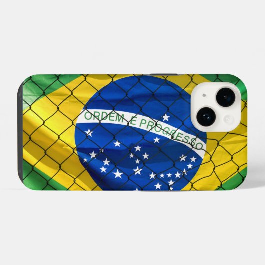 ブラジルのオルデム・エ・プログレッソ国旗 iPhoneケース (裏面横)