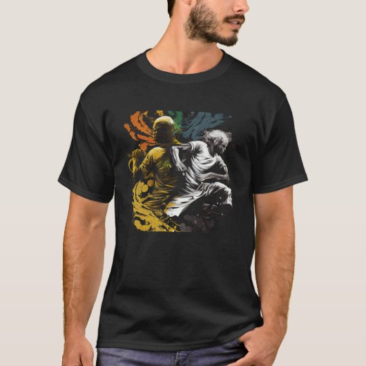 ブラジルのカポエイラのグラフィック男性へティーズ女性の少年 Tシャツ (正面)