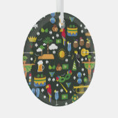 ブラジルのカーニバル、ヴィンテージフラットテクスチャ。 ガラスオーナメント (正面右)