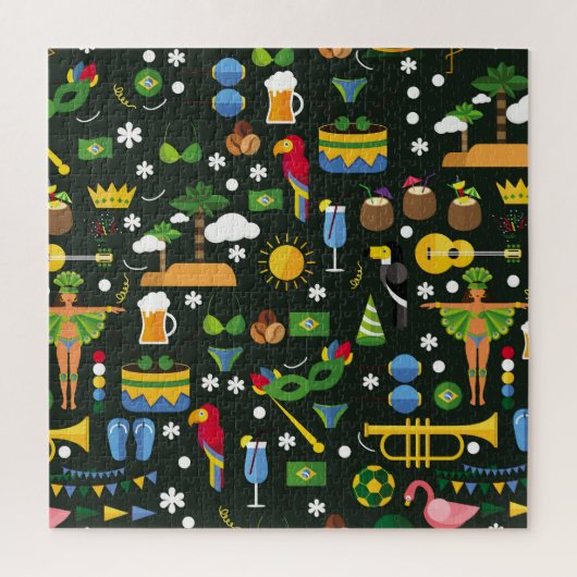 ブラジルのカーニバル、ヴィンテージフラットテクスチャ。 ジグソーパズル (縦)