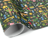 ブラジルのカーニバル、ヴィンテージフラットテクスチャ。 ラッピングペーパー (ロールコーナー)