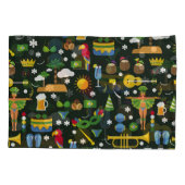 ブラジルのカーニバル、ヴィンテージフラットテクスチャ。 枕カバー (裏面)