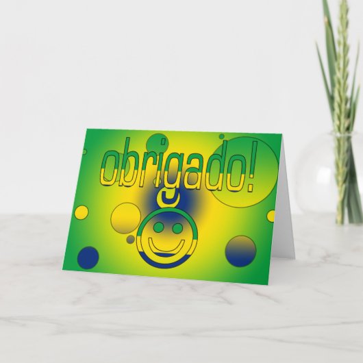 ブラジルのギフトはあなた/Obrigadoを直面します感謝していしています サンキューカード (正面)