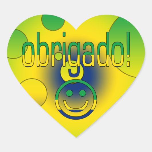 ブラジルのギフトサンキュー/おブリガド顔 ハートシール (正面)