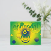 ブラジルのギフト ありがとう / Obrigado フェイス ポストカード (スタンド正面)