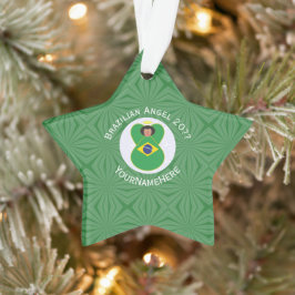 ブラジルのクリスマスエンジェルパーソナライズされた旗 オーナメント