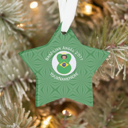 ブラジルのクリスマスエンジェルパーソナライズされた旗 オーナメント (ツリー)