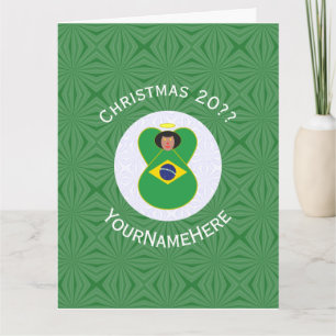 ブラジルのクリスマスエンジェルパーソナライズされた旗 カード