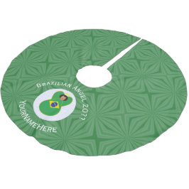 ブラジルのクリスマスエンジェルパーソナライズされた旗 ブラッシュドポリエステルツリースカート