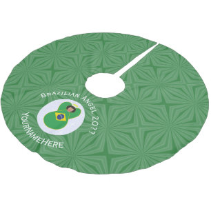 ブラジルのクリスマスエンジェルパーソナライズされた旗 ブラッシュドポリエステルツリースカート