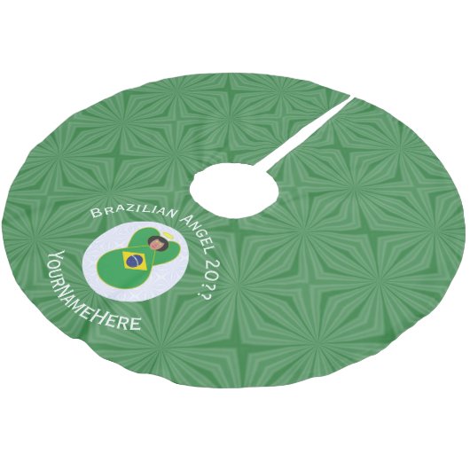 ブラジルのクリスマスエンジェルパーソナライズされた旗 ブラッシュドポリエステルツリースカート (アングル)