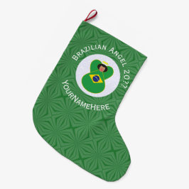ブラジルのクリスマスエンジェルフラグ オーダーメイド ラージクリスマスストッキング