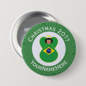 ブラジルのクリスマスエンジェルフラグ オーダーメイド 缶バッジ (正面&裏面)