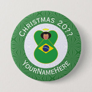 ブラジルのクリスマスエンジェルフラグ オーダーメイド 缶バッジ