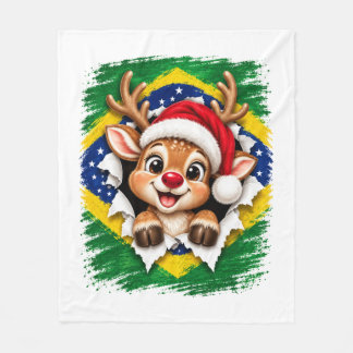 ブラジルのクリスマストナカイ フリースブランケット