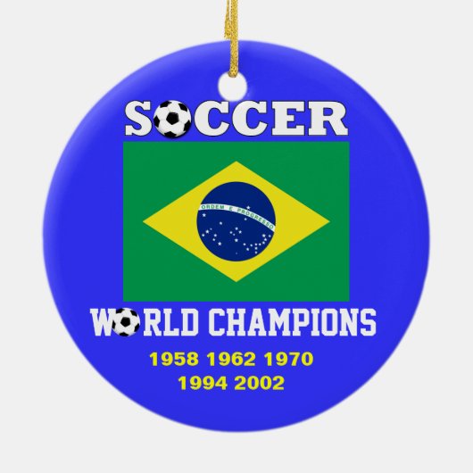 ブラジルのサッカーファンのオーナメント5回のワールドカップのチャンピオン セラミックオーナメント (裏面)