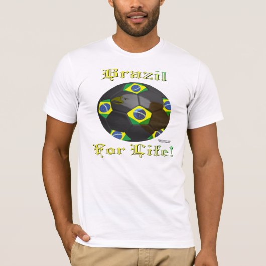 ブラジルのサッカーファン4つの生命人のTシャツ Tシャツ (正面)